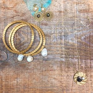 Freshwater Pearl & Bamboo Jewelry set